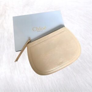 Chloé Zippered Pouch/Wristlet/Clutch Bag Nude Beige New In Box GWP VIP